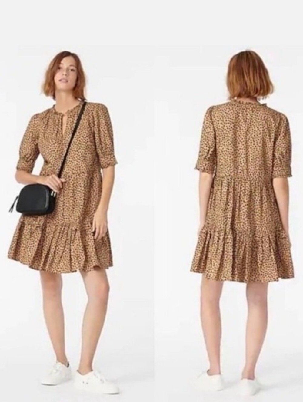 J.Crew Ruffleneck Tiered Popover Mini Dress SZ S